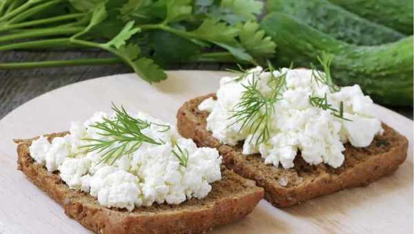 Бутерброды с мягкой брынзой и овощами