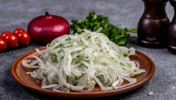 Маринованный салат с луком и помидорами к шашлыку